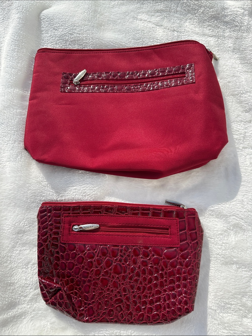 LANCÔME Red Women's Cosmetic Pouches - Set of 2 NWOT